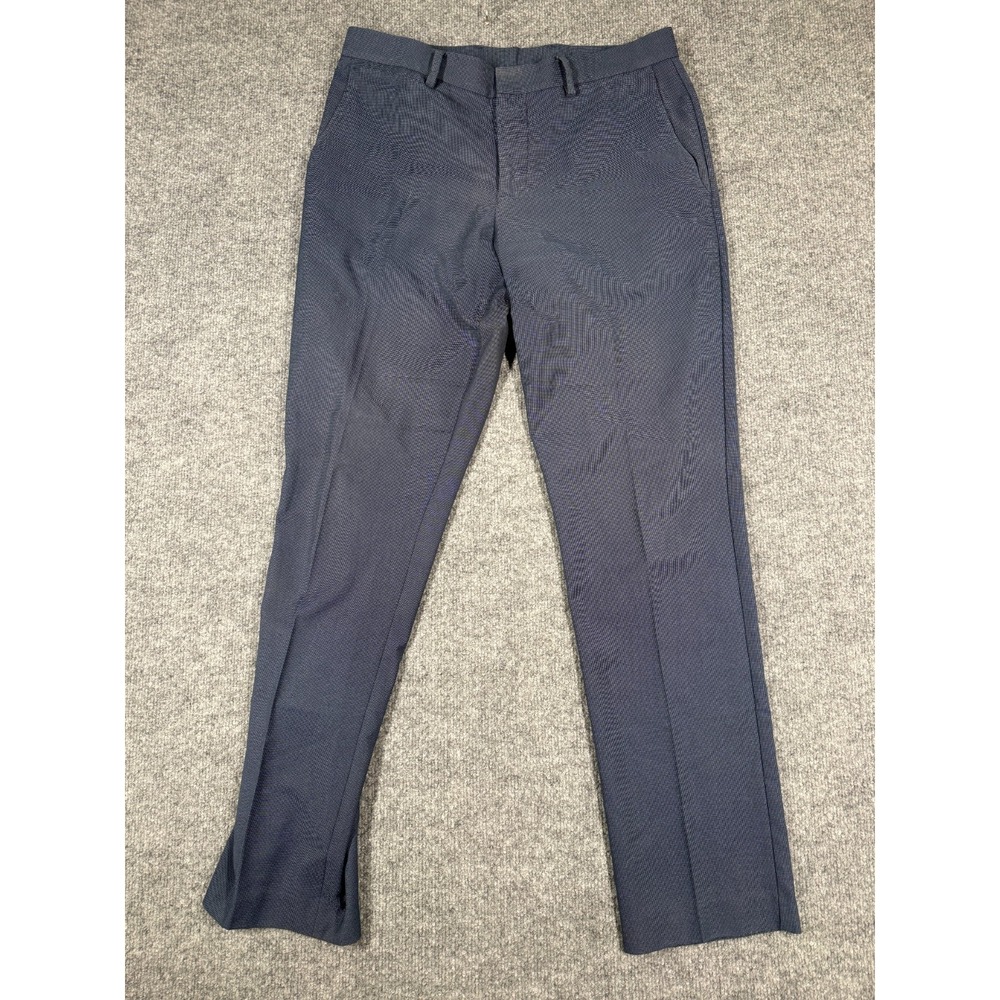 Perry Ellis Portfolio Dress Pants Mens 32x32 Dark Blue Slim Fit Formal Business
